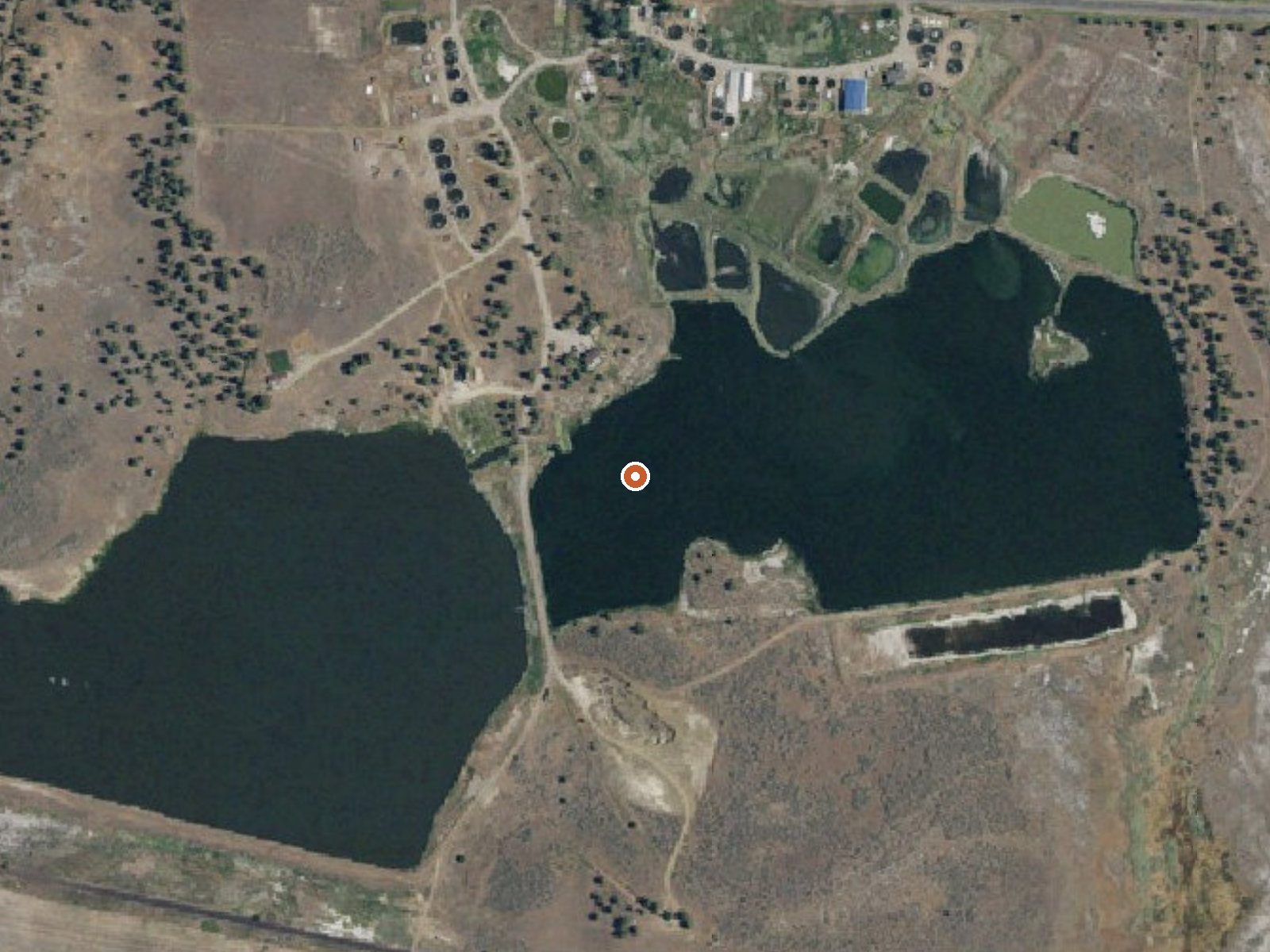 Aerial view of the ground around Kelly Hot Spring