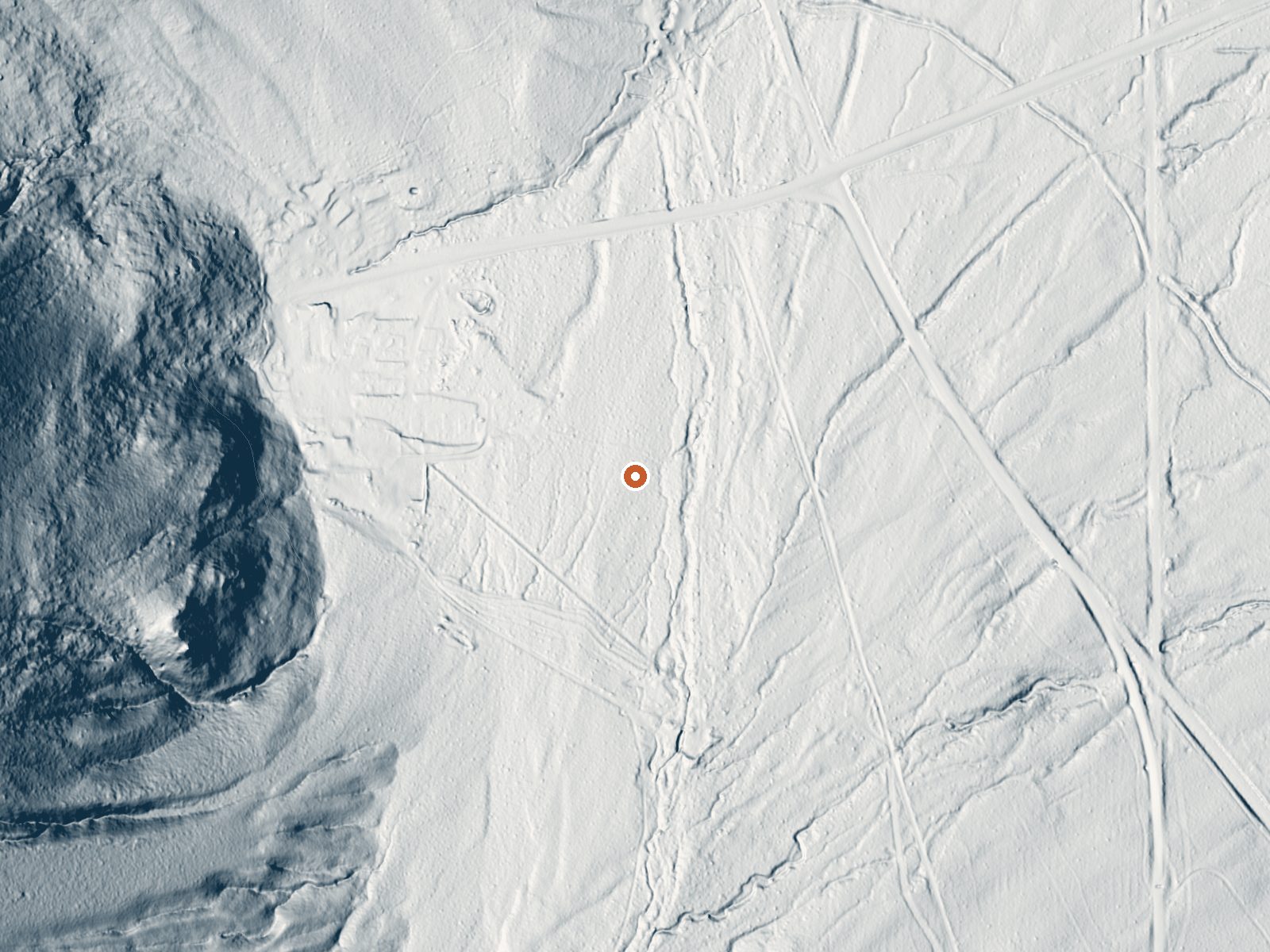 LiDAR bare-earth view of the same ground around Keough Hot Springs