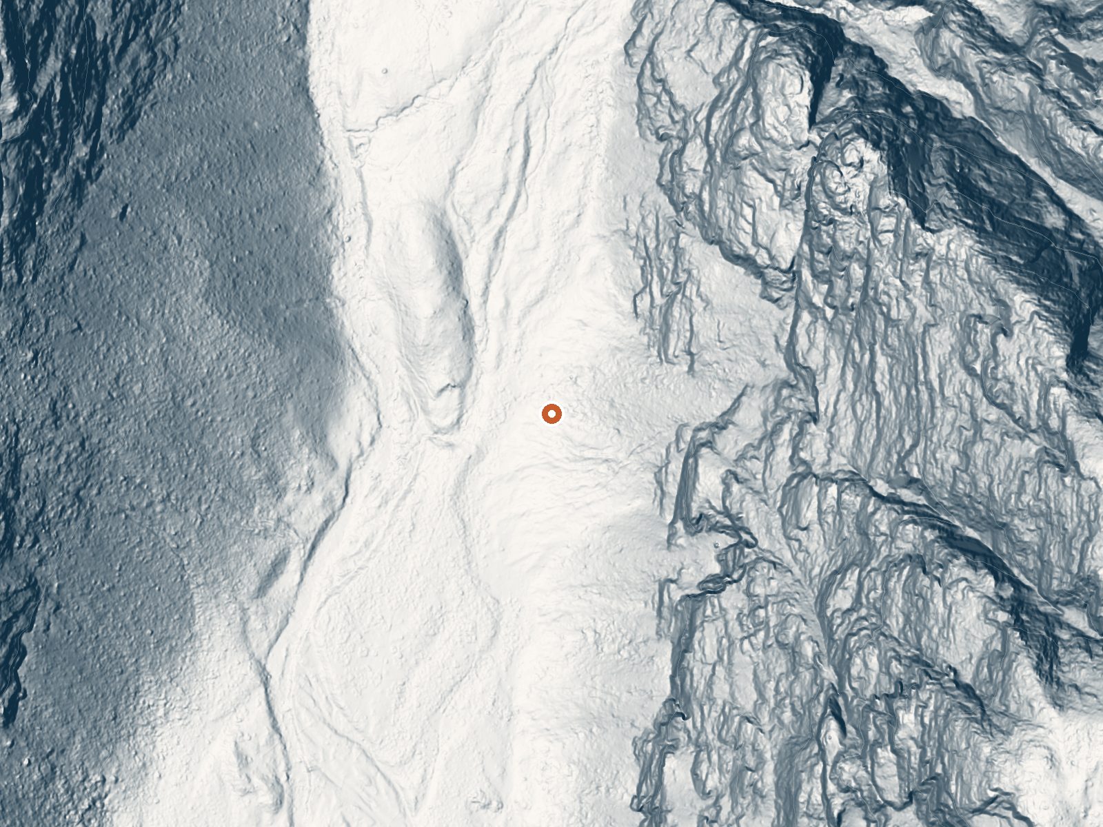 LiDAR bare-earth view of the same ground around Kern Hot Spring