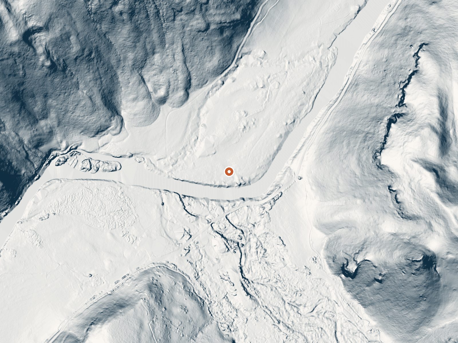 LiDAR bare-earth view of the same ground around Klamath Hot Spring