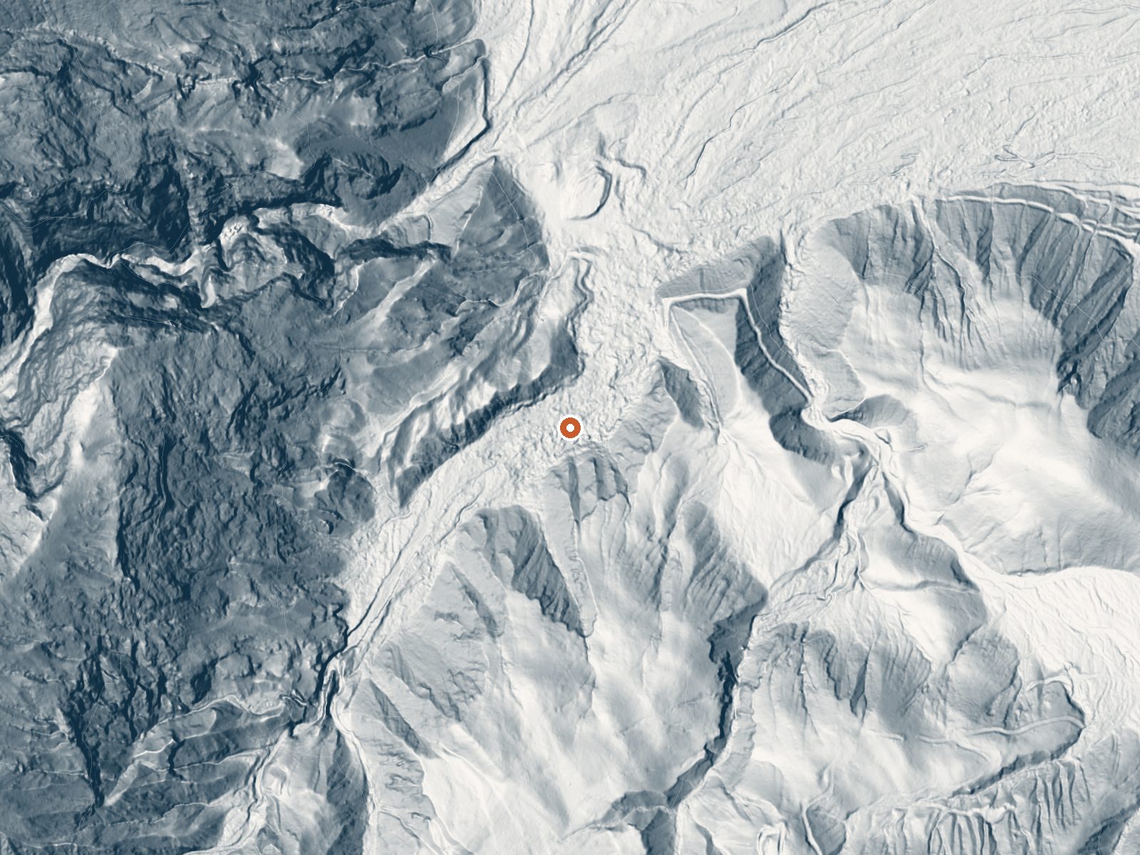 LiDAR bare-earth view of the same ground around Little Hunter Canyon Springs