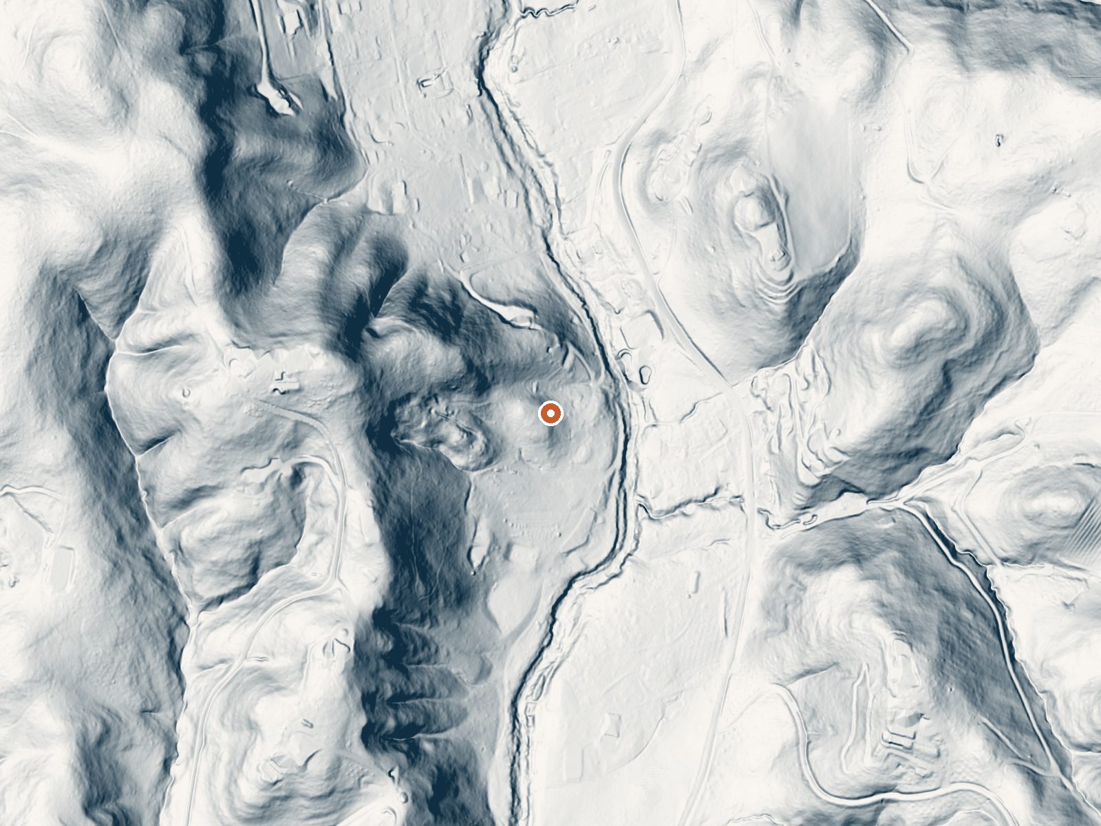 LiDAR bare-earth view of the same ground around Los Guilicos Warm Springs