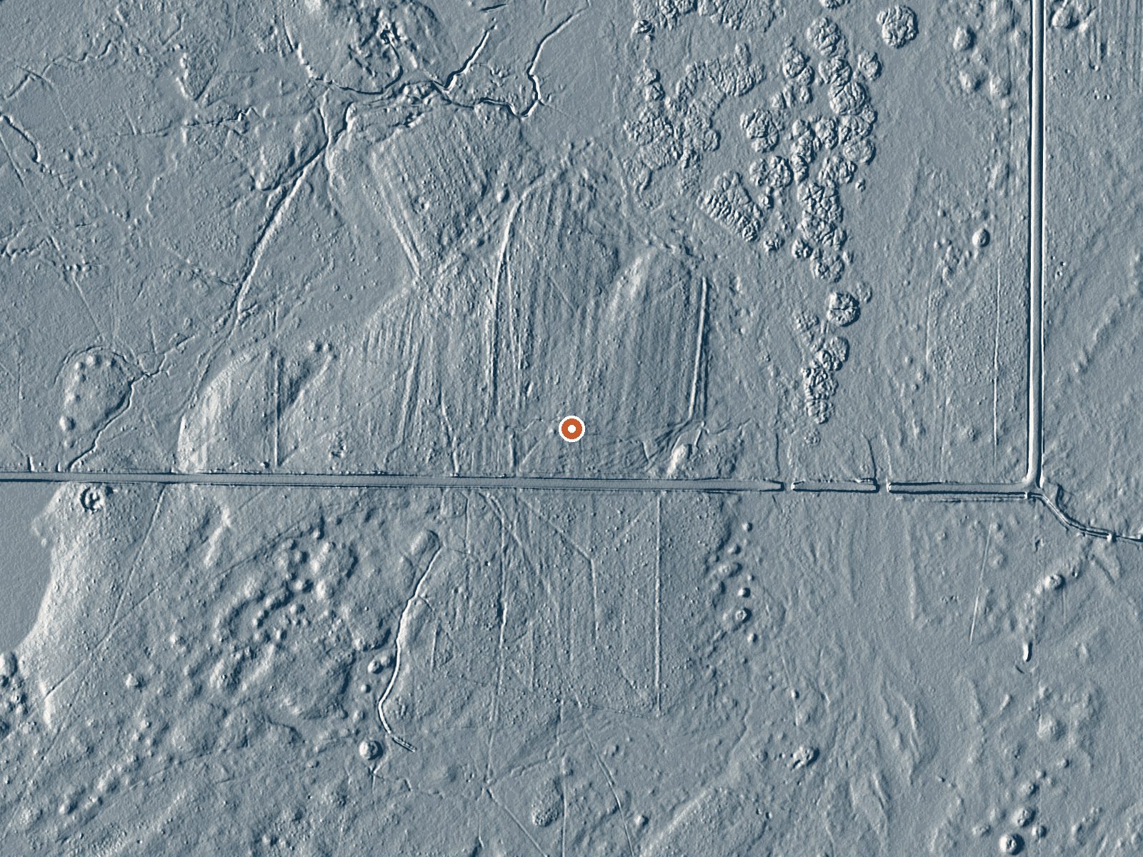 LiDAR bare-earth view of the same ground around Marble Hot Springs