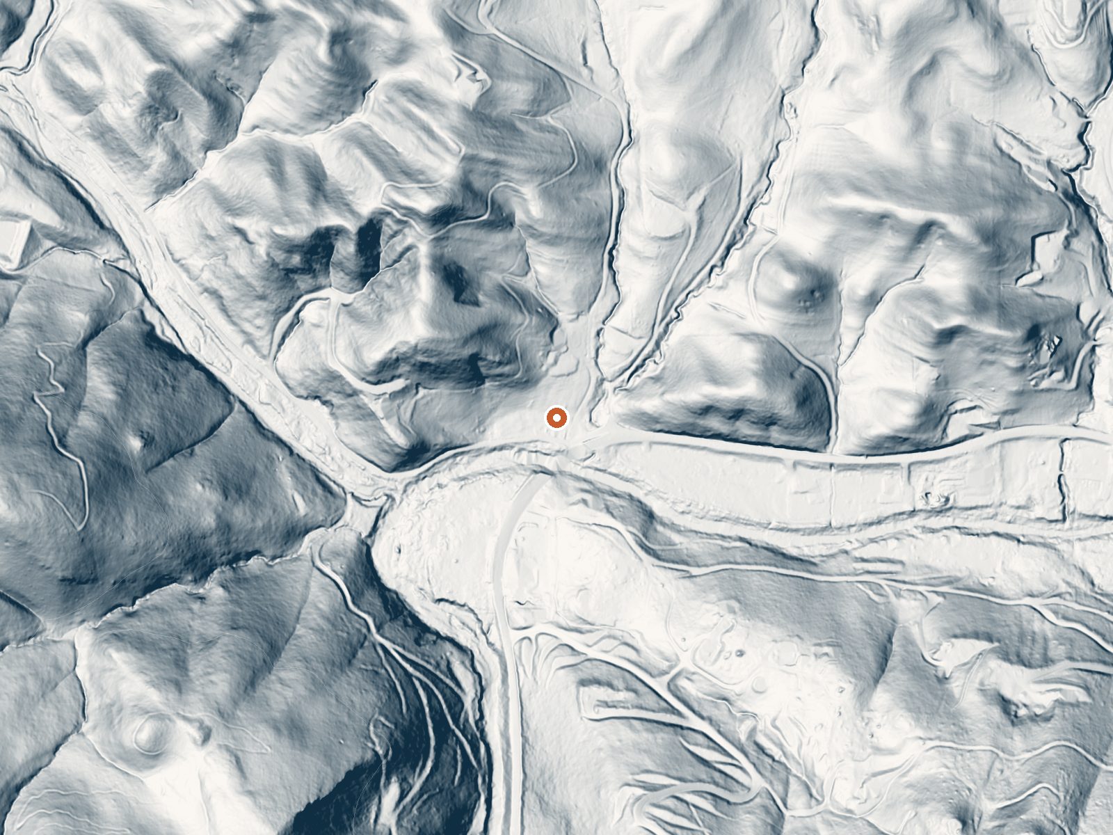 LiDAR bare-earth view of the same ground around Mark West Springs