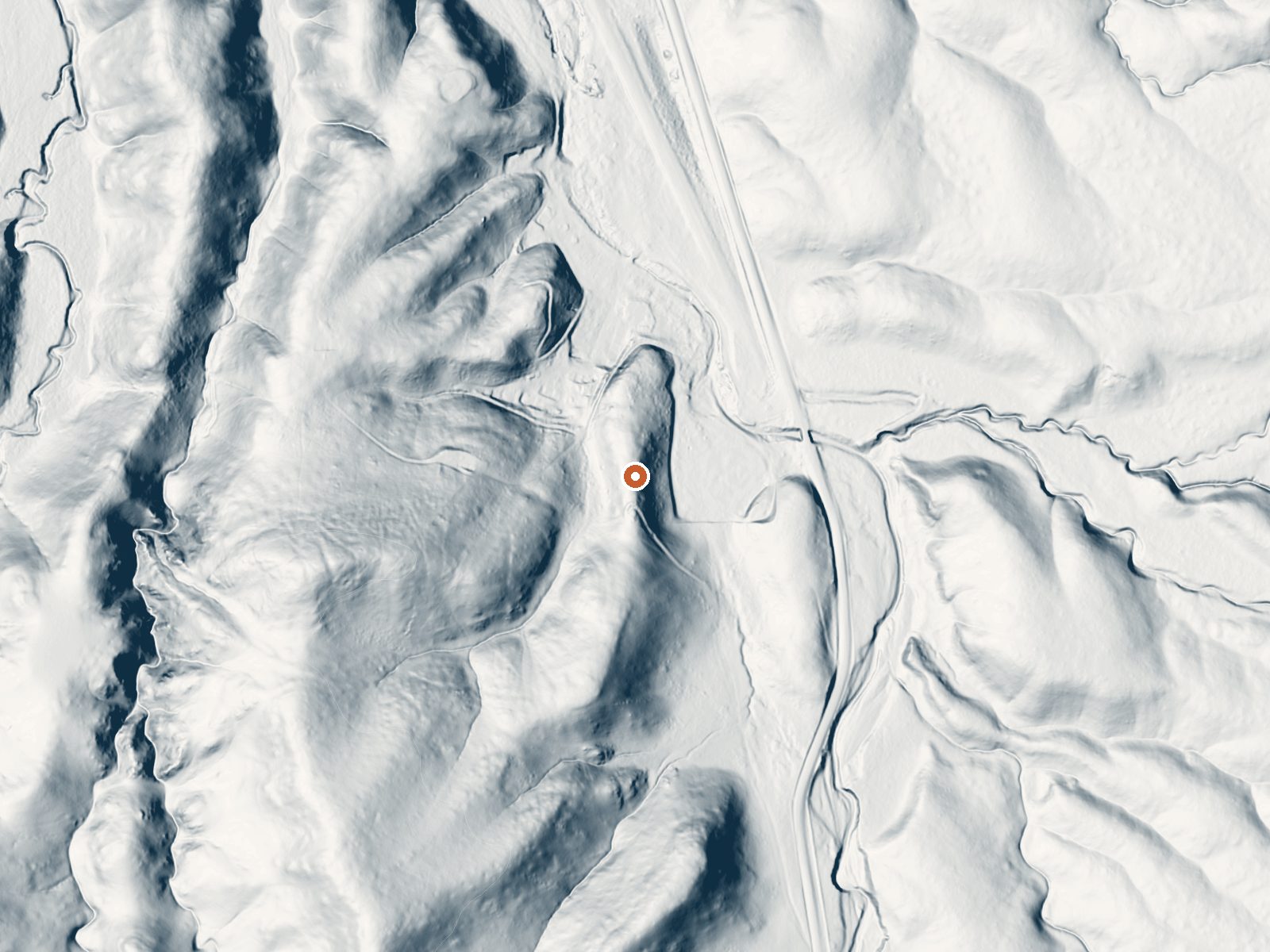 LiDAR bare-earth view of the same ground around Mercey Hot Springs