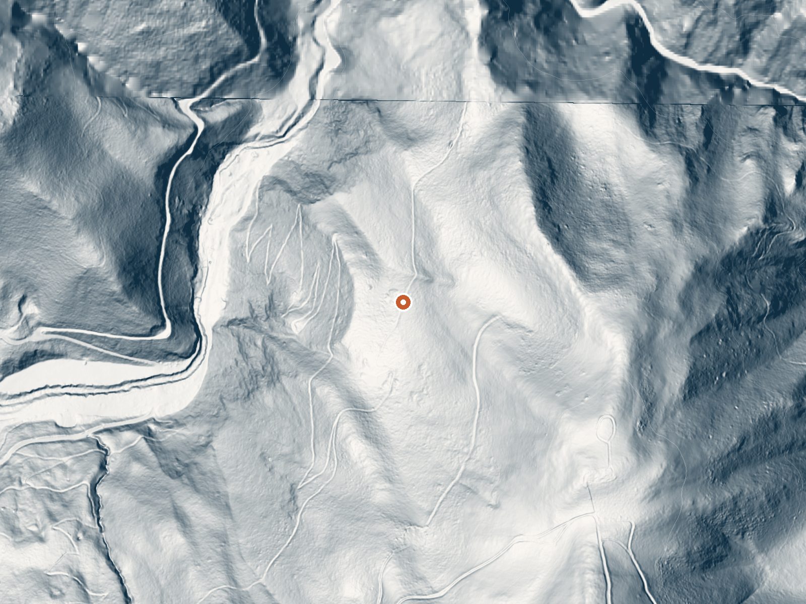 LiDAR bare-earth view of the same ground around Mineral Springs