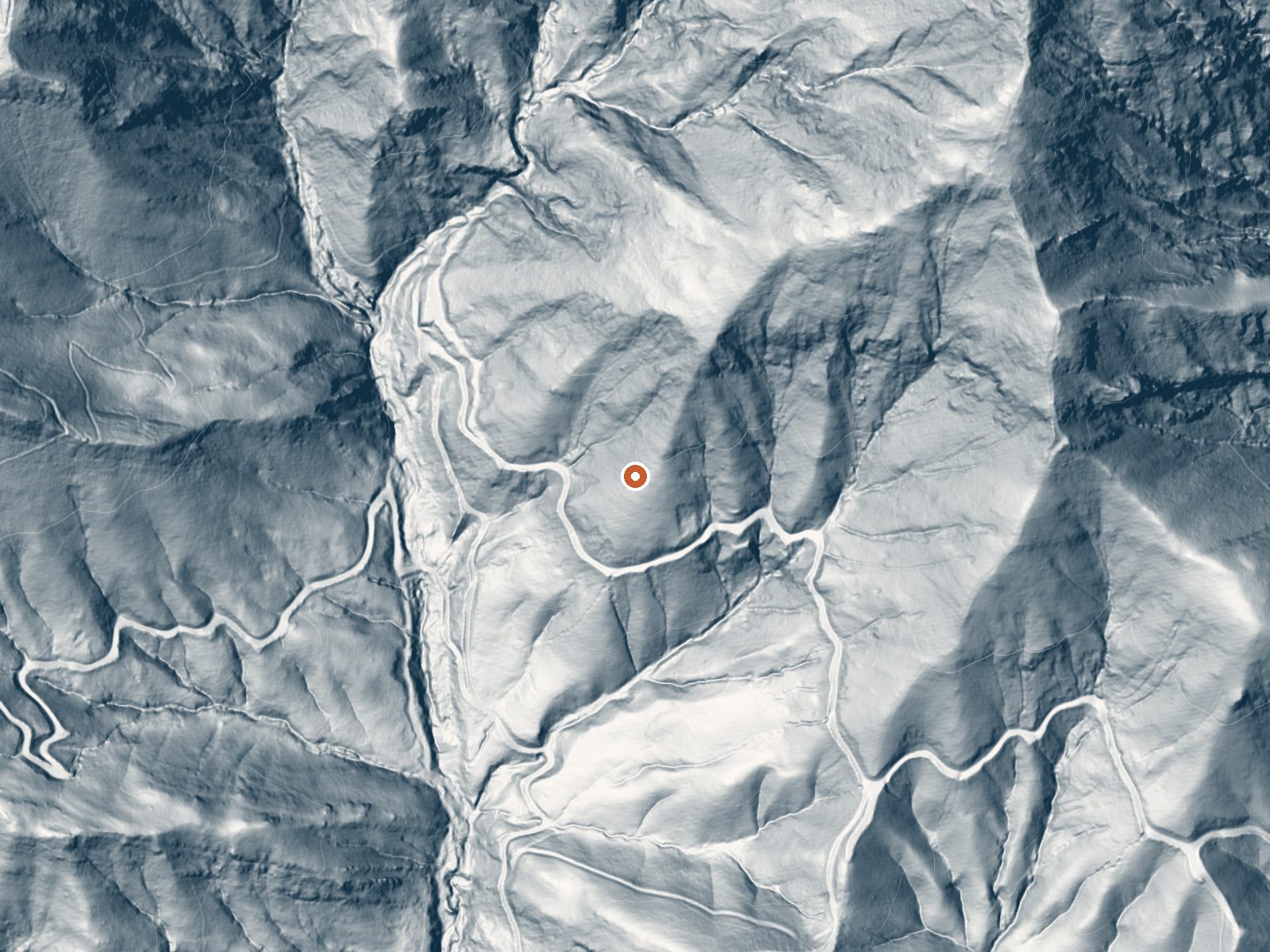 LiDAR bare-earth view of the same ground around Montecito Hot Springs
