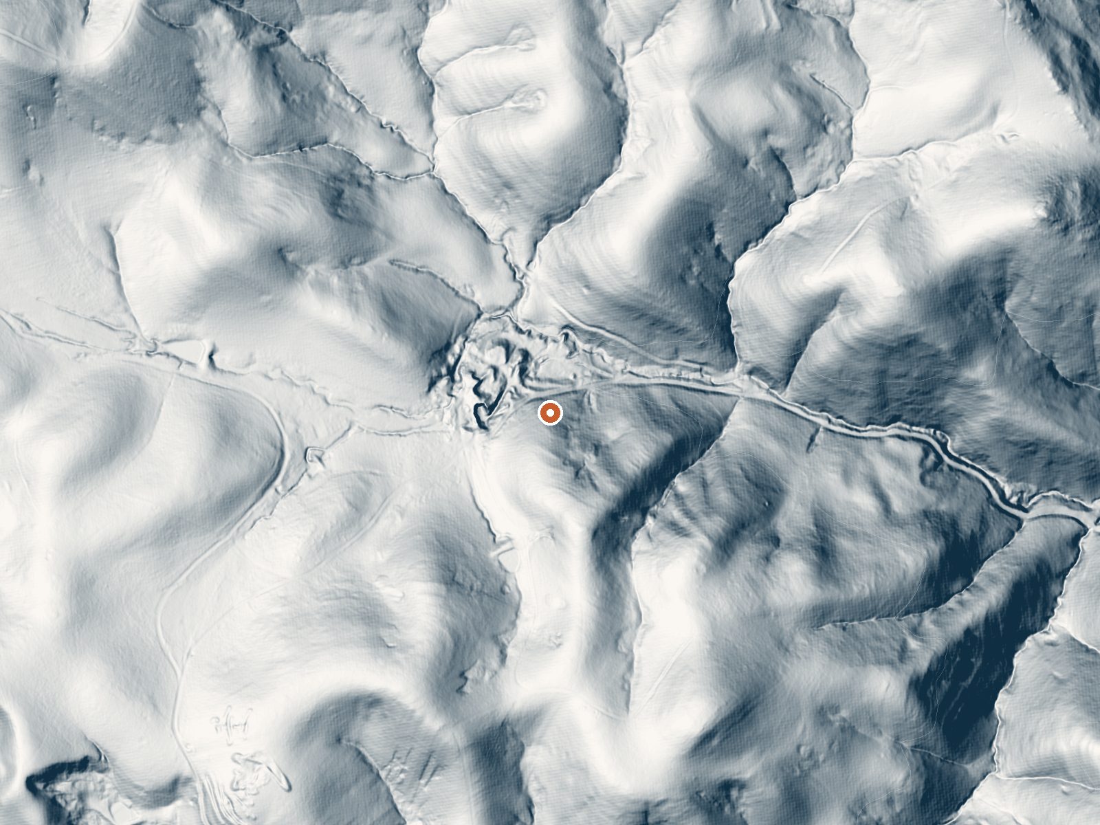 LiDAR bare-earth view of the same ground around Tolenas Springs