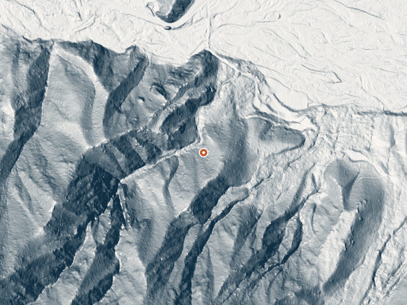 LiDAR bare-earth view of the same ground around Tylers Bath Spring