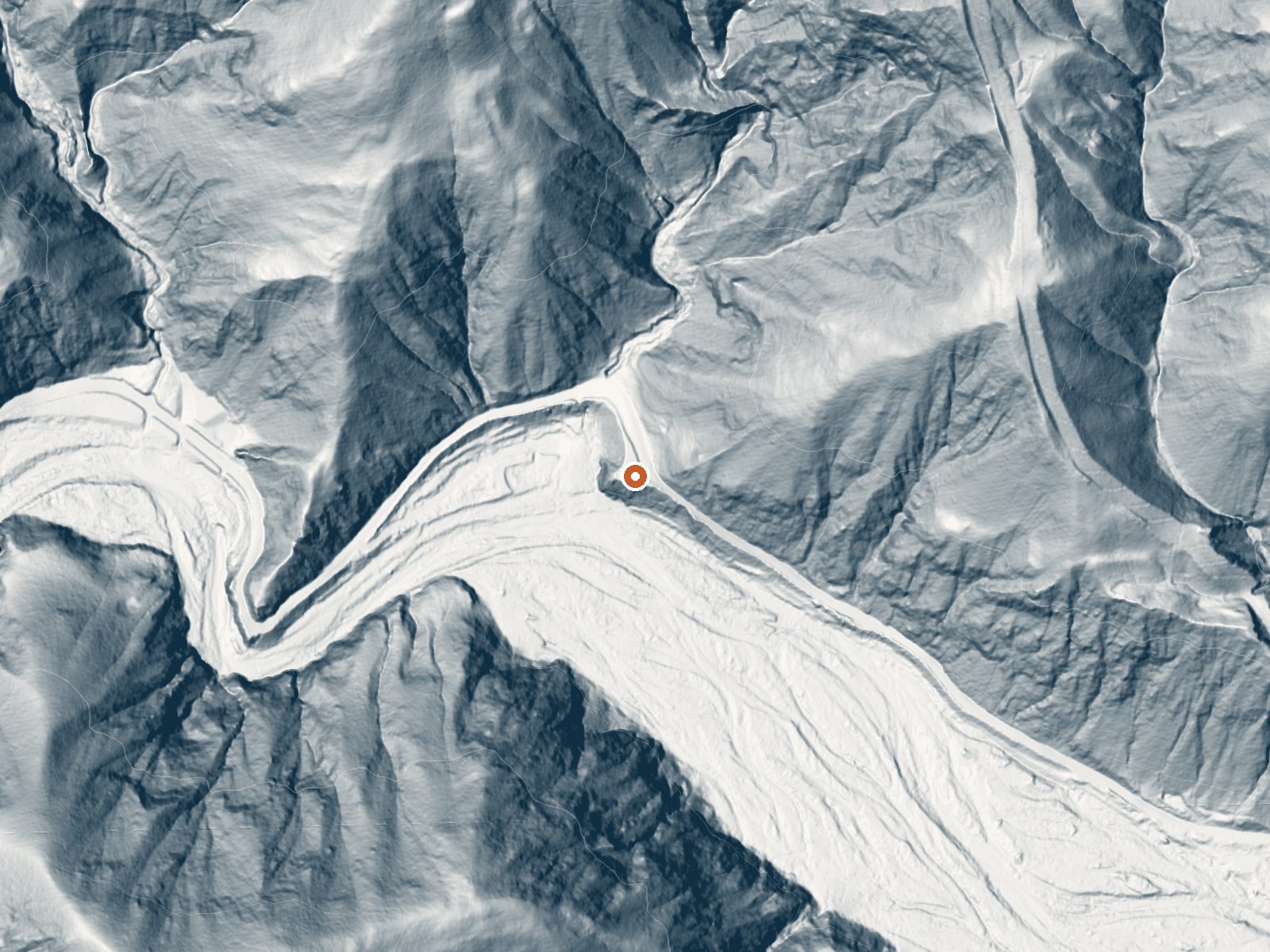 LiDAR bare-earth view of the same ground around Vickers Hot Springs