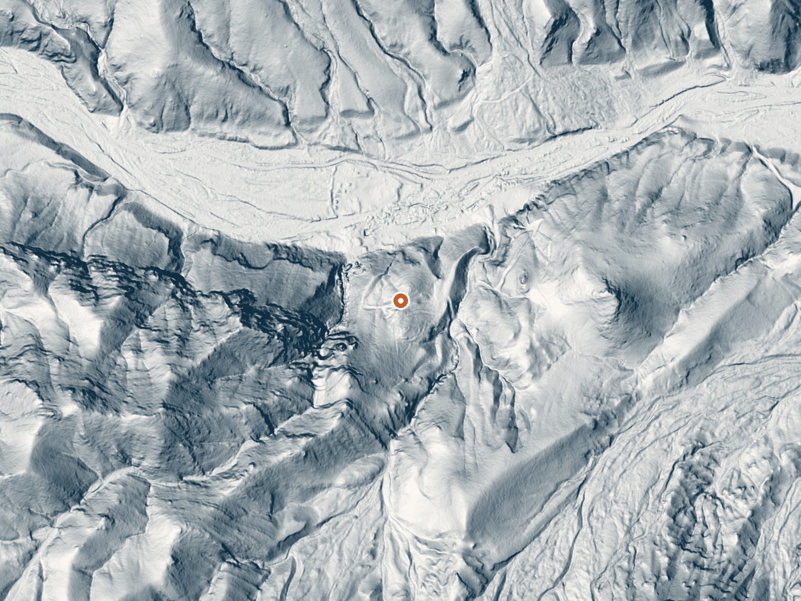 LiDAR bare-earth view of the same ground around Warm Spring