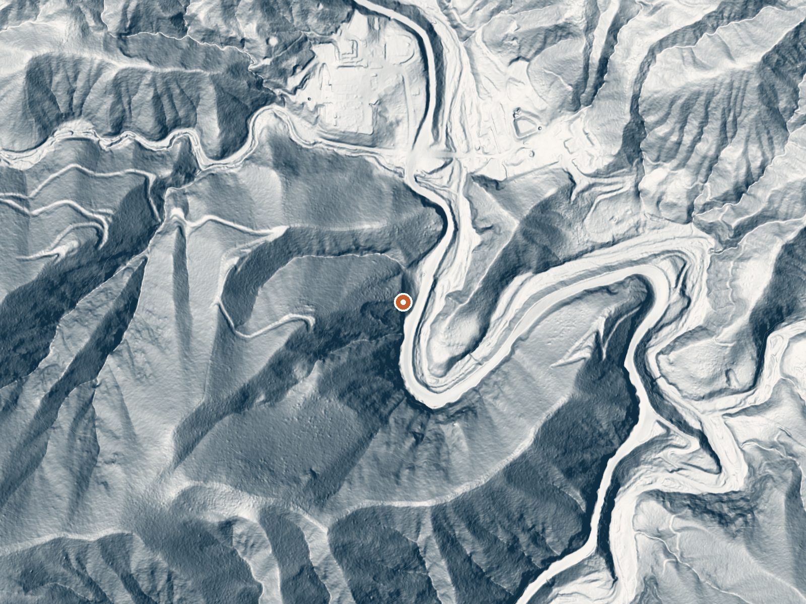 LiDAR bare-earth view of the same ground around Warm Spring