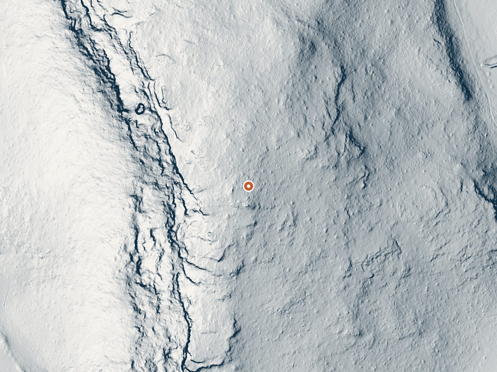 LiDAR bare-earth view of the same ground around Warm Spring