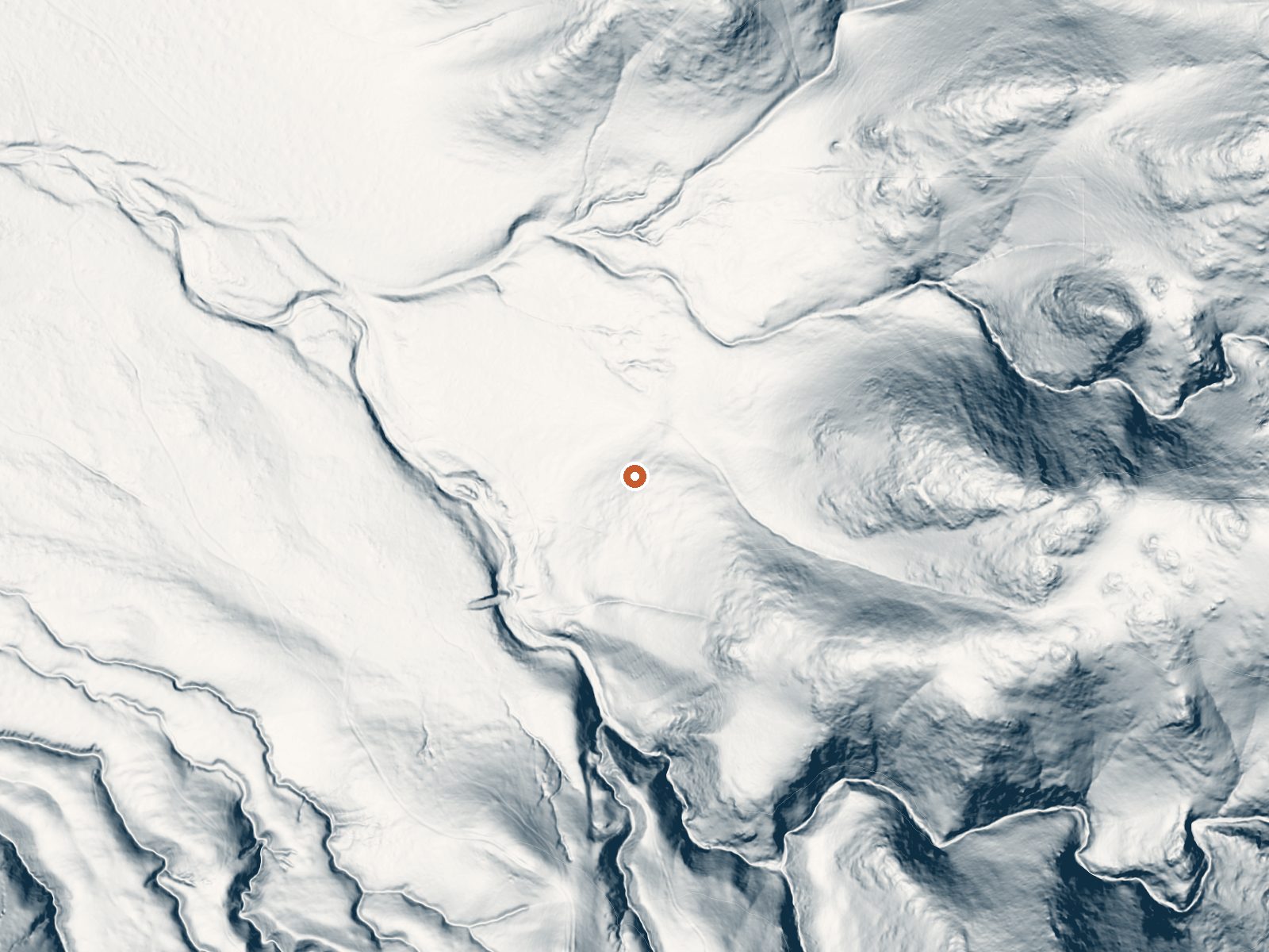 LiDAR bare-earth view of the same ground around Warm Spring