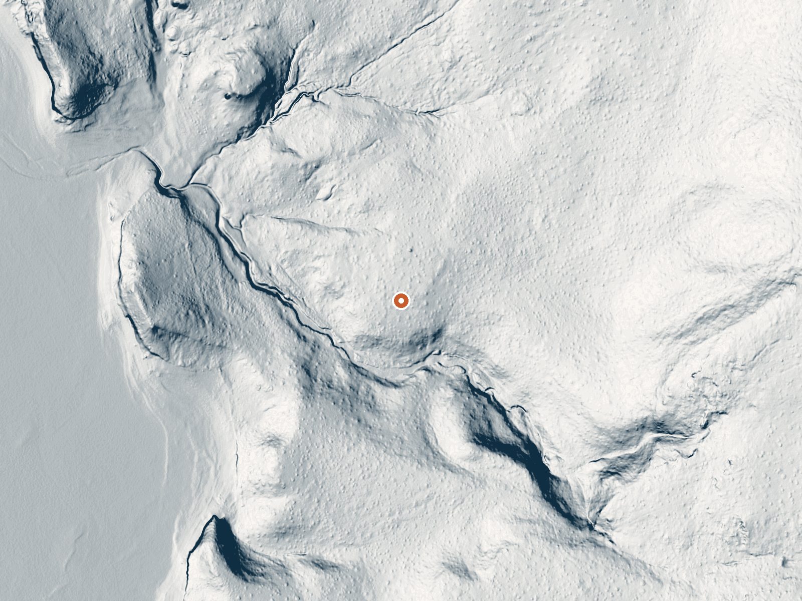LiDAR bare-earth view of the same ground around West Valley Reservoir Hot Spring