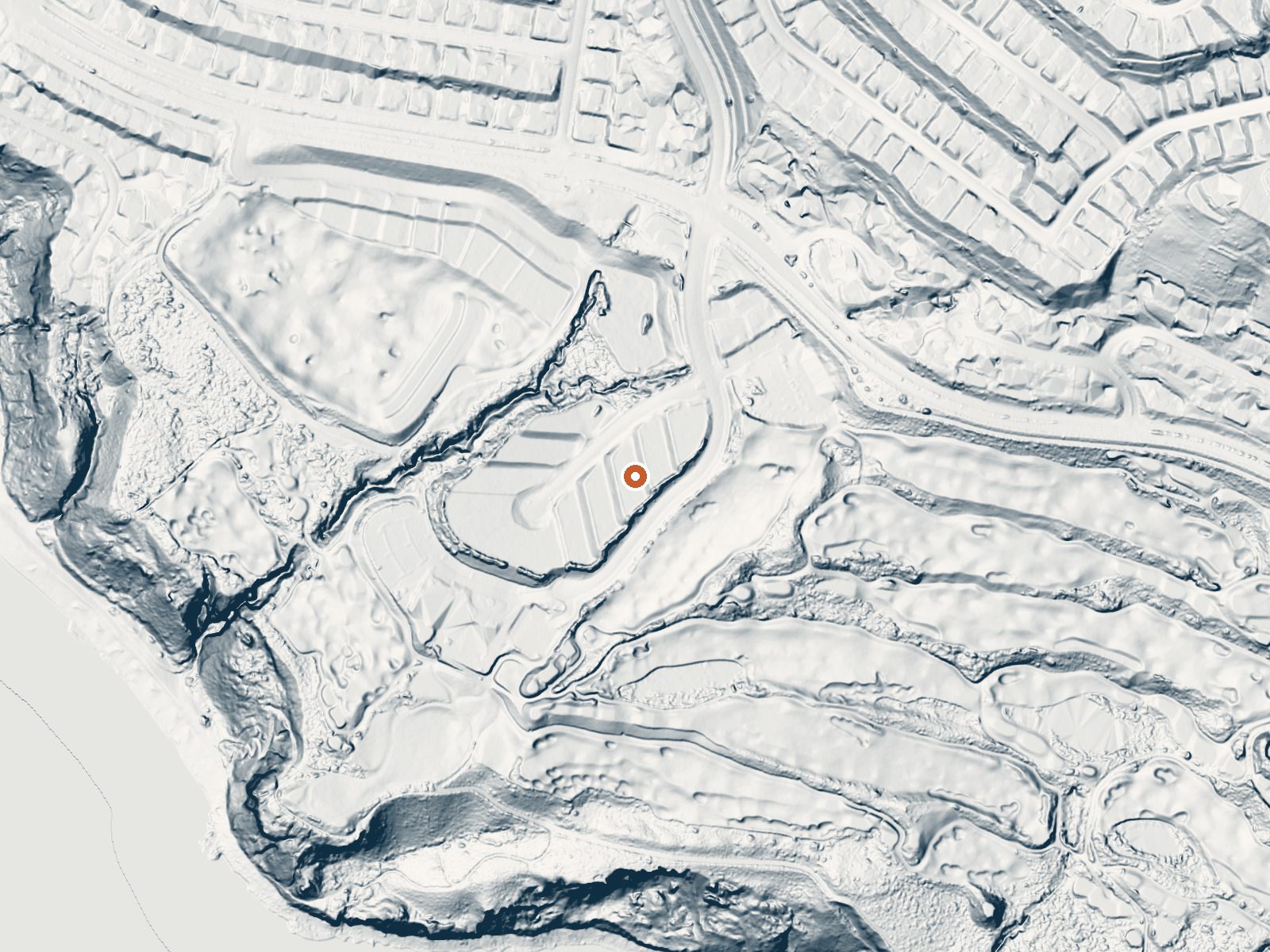 LiDAR bare-earth view of the same ground around Whites Point Hot Springs
