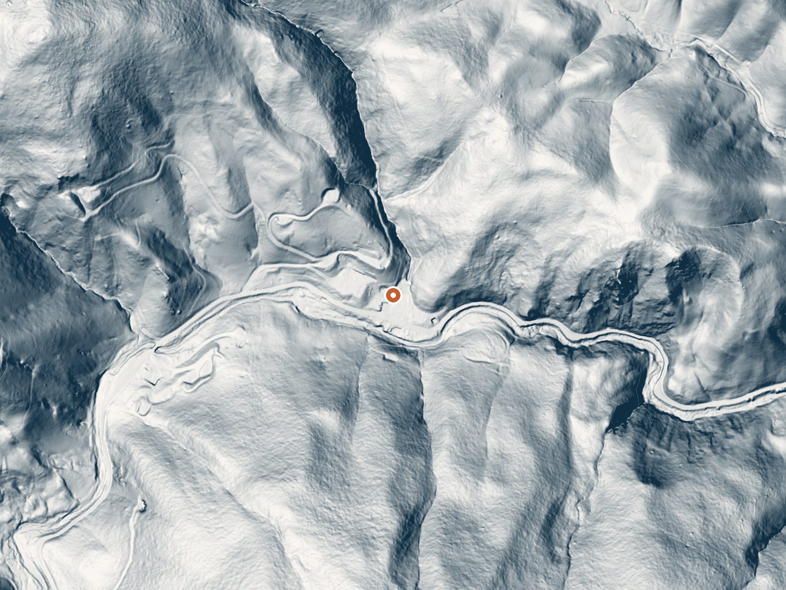 LiDAR bare-earth view of the same ground around Wilbur Springs