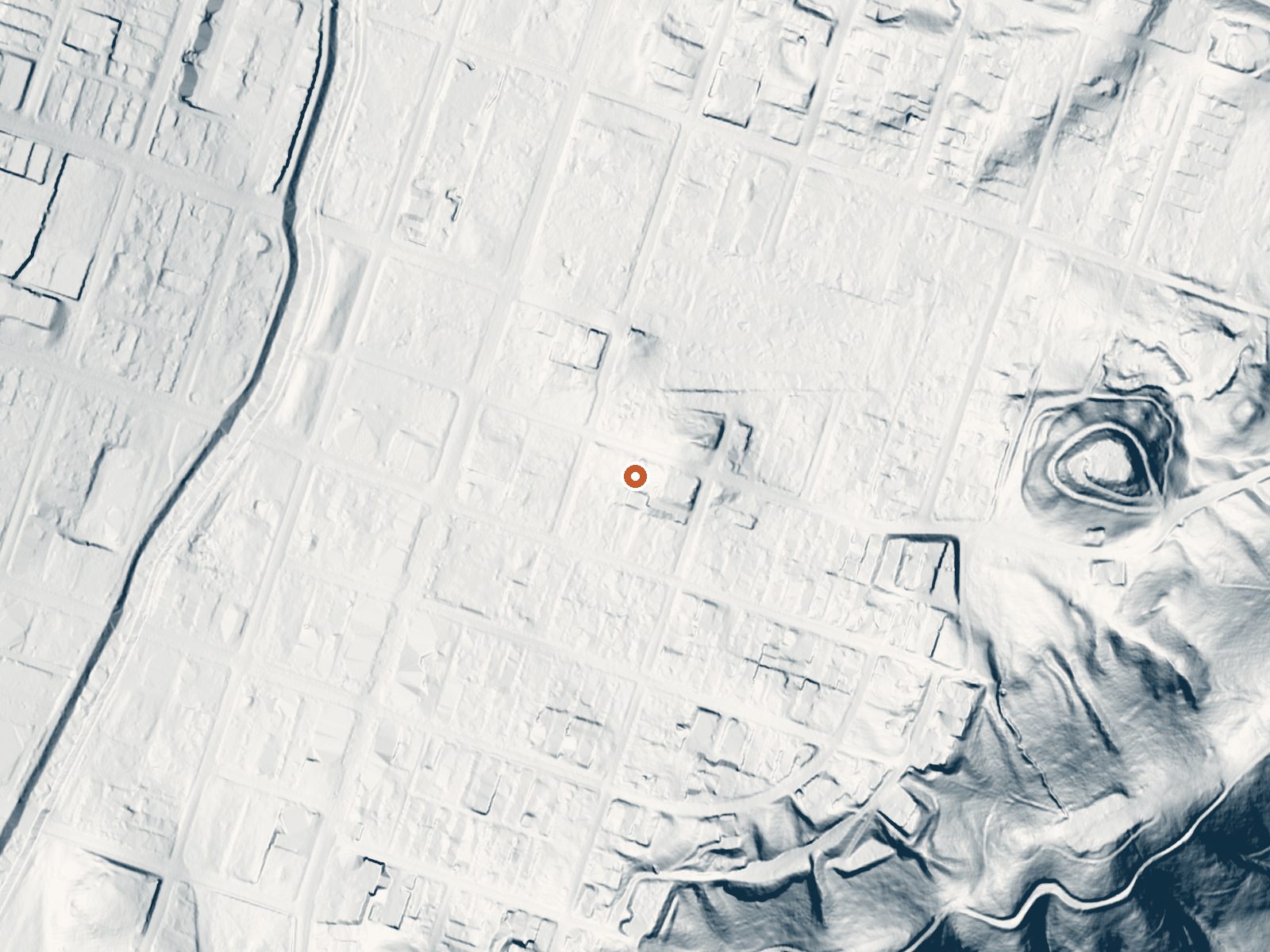 LiDAR bare-earth view of the same ground around Wrenden Hot Sprs, Elsinore Hot Sprs
