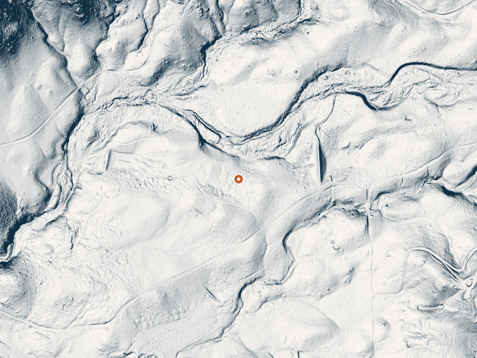 LiDAR bare-earth view of the same ground around Yates Hot Springs