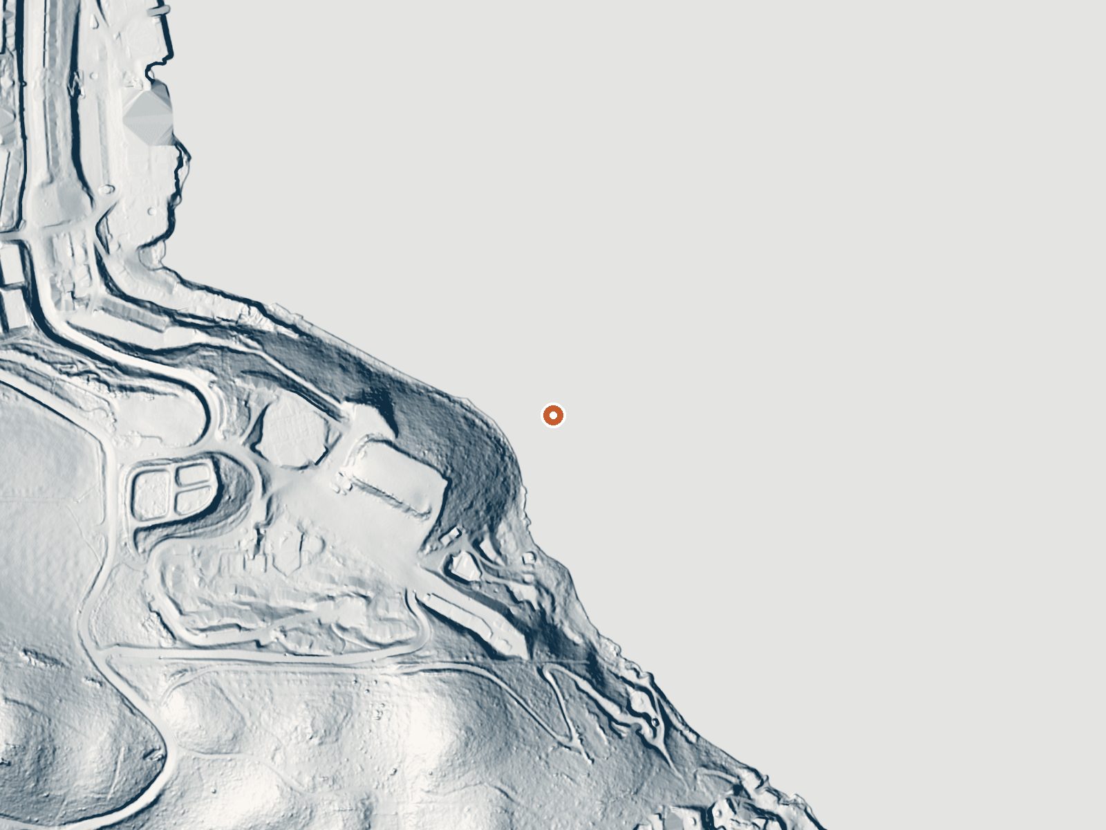 LiDAR bare-earth view of the same ground around the spring