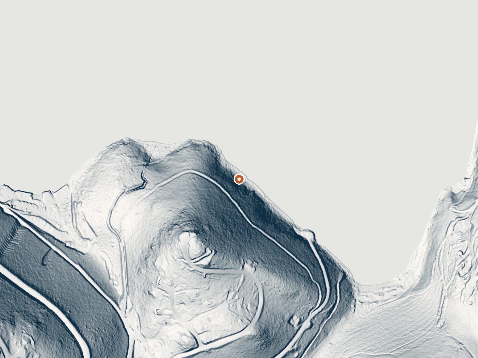 LiDAR bare-earth view of the same ground around the spring