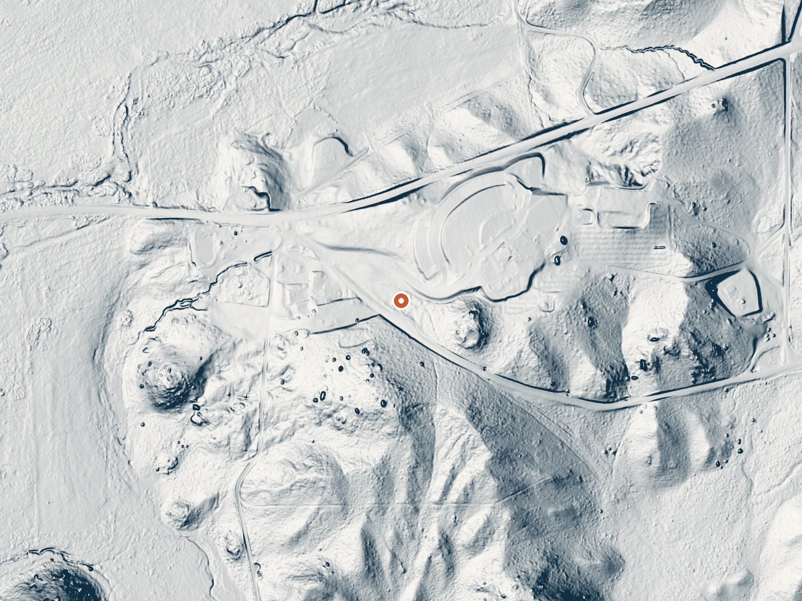 LiDAR bare-earth view of the same ground around the spring