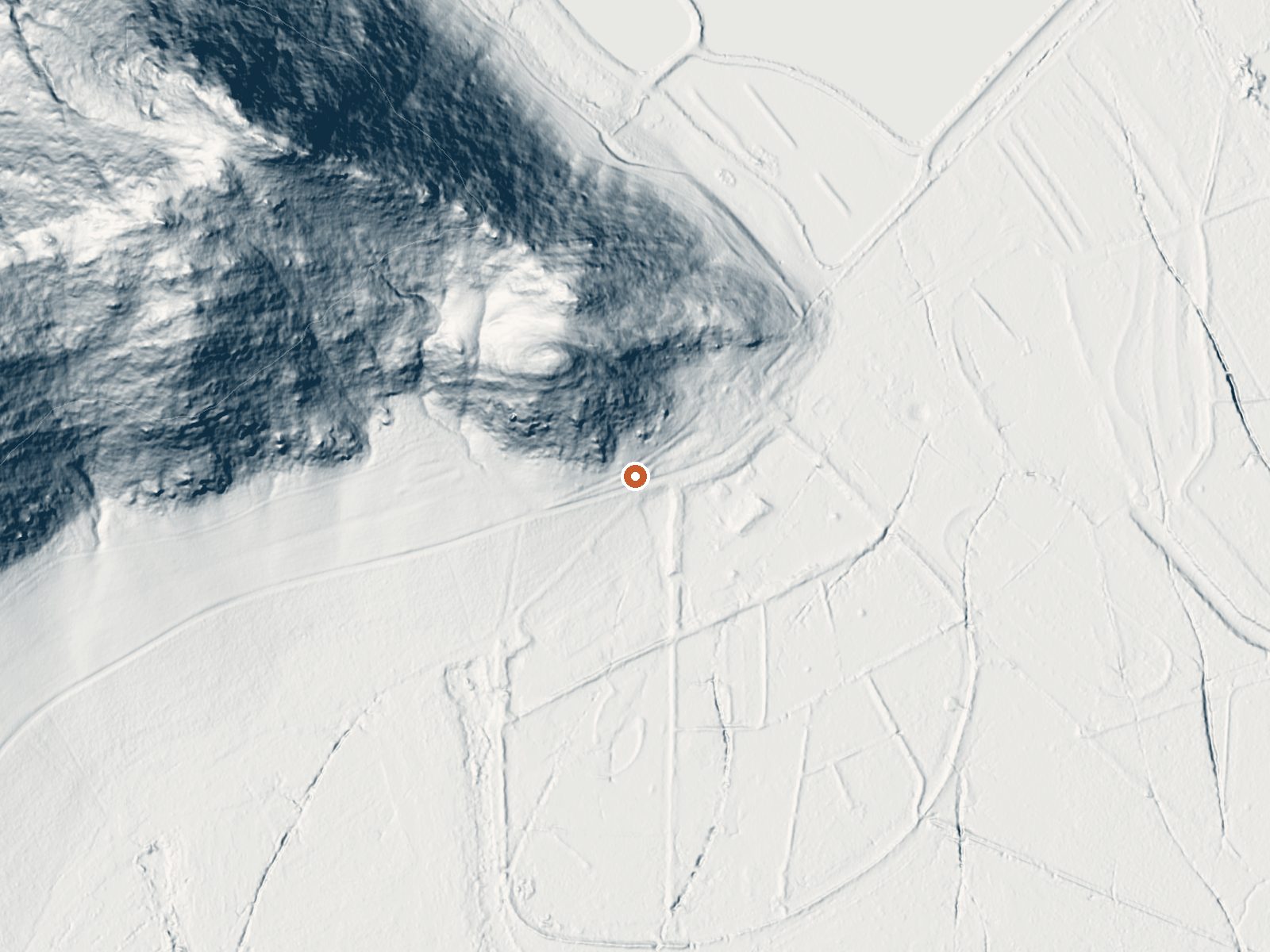 LiDAR bare-earth view of the same ground around the spring