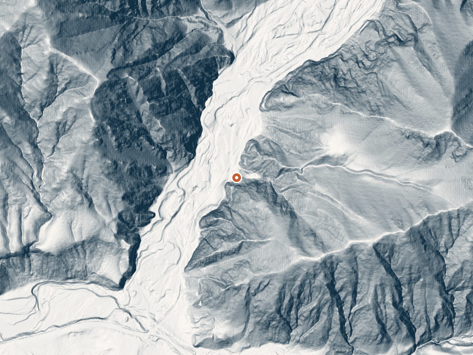 LiDAR bare-earth view of the same ground around the spring