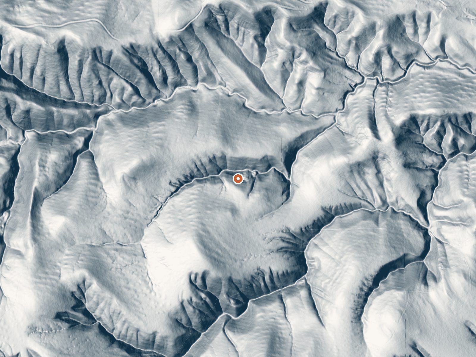 LiDAR bare-earth view of the same ground around the spring