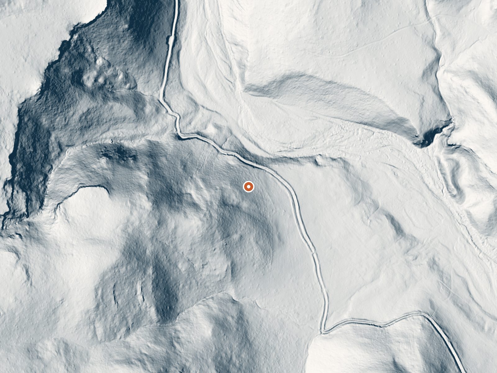 LiDAR bare-earth view of the same ground around the spring