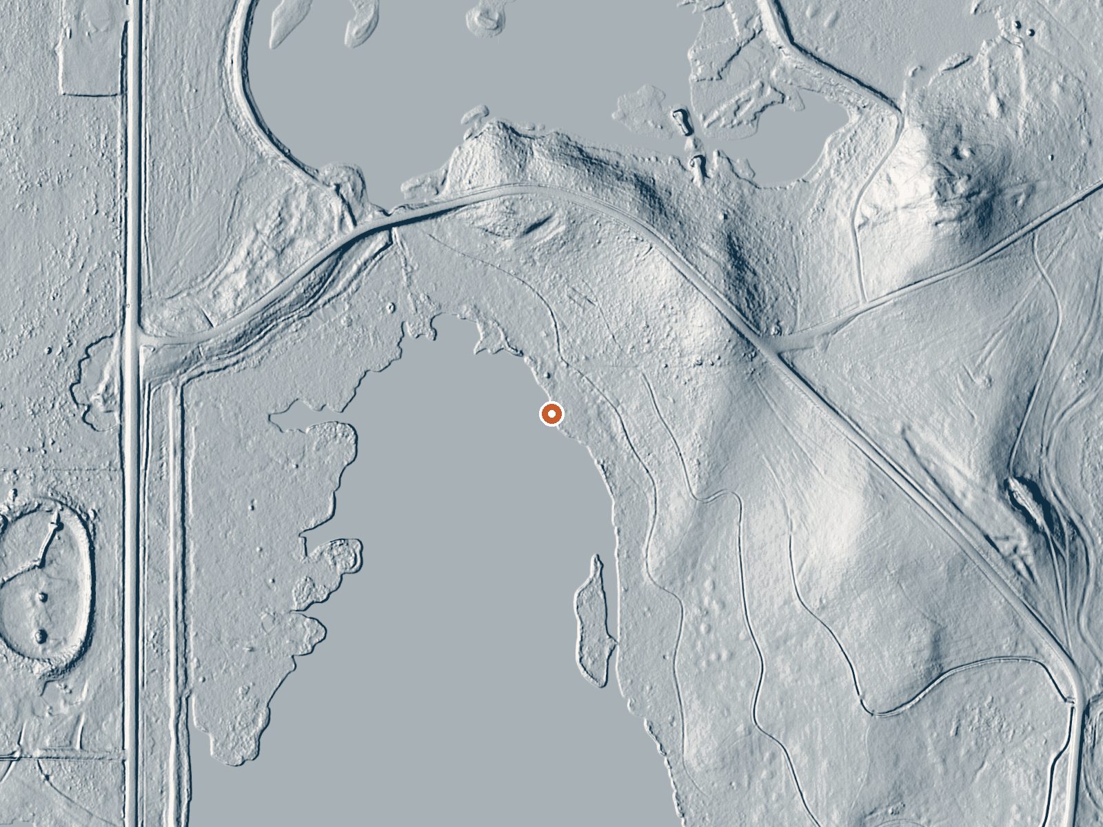 LiDAR bare-earth view of the same ground around the spring