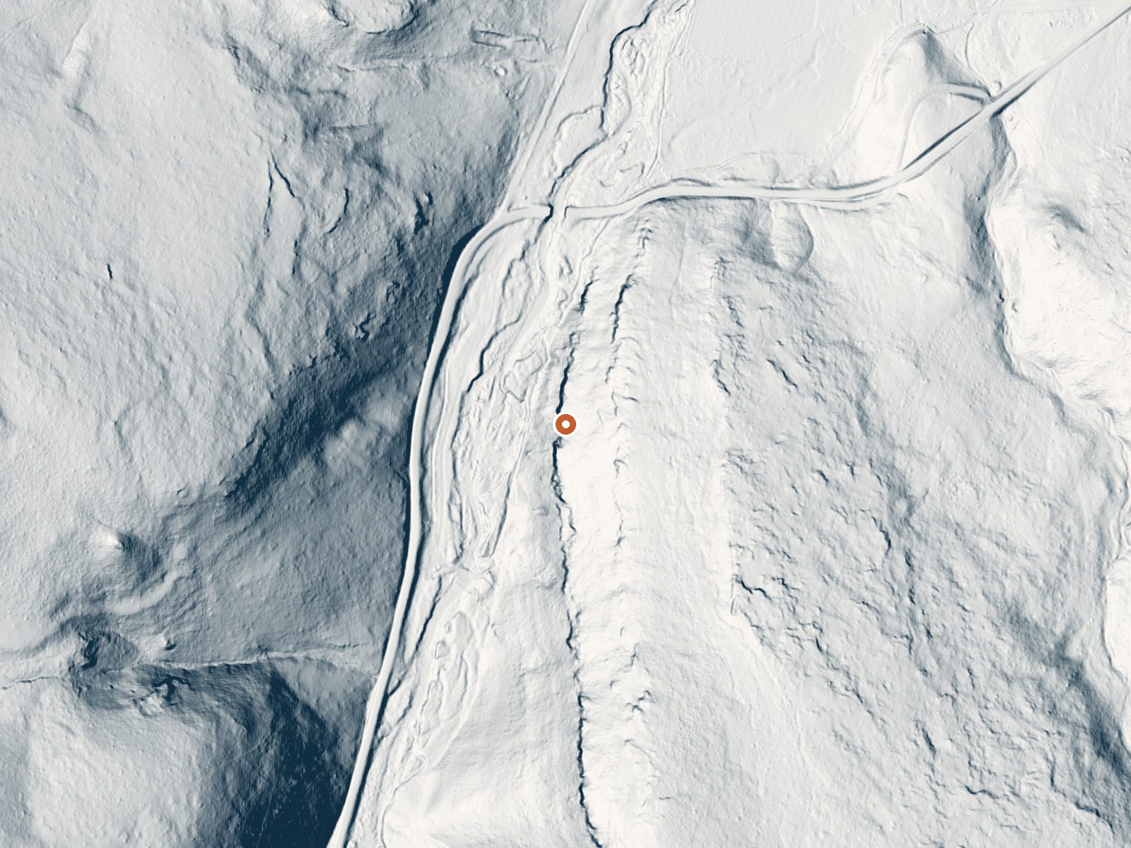 LiDAR bare-earth view of the same ground around the spring