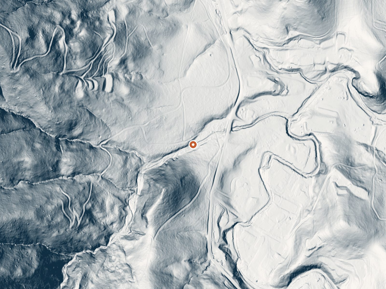 LiDAR bare-earth view of the same ground around the spring