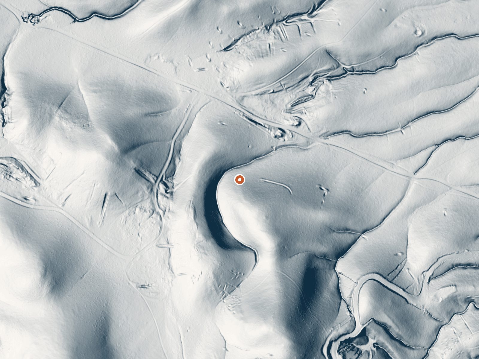 LiDAR bare-earth view of the same ground around the spring