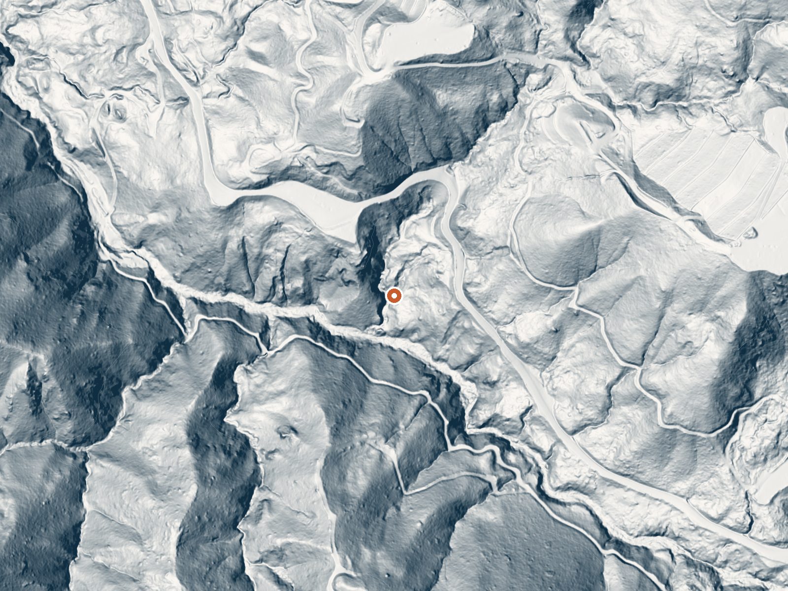LiDAR bare-earth view of the same ground around the spring