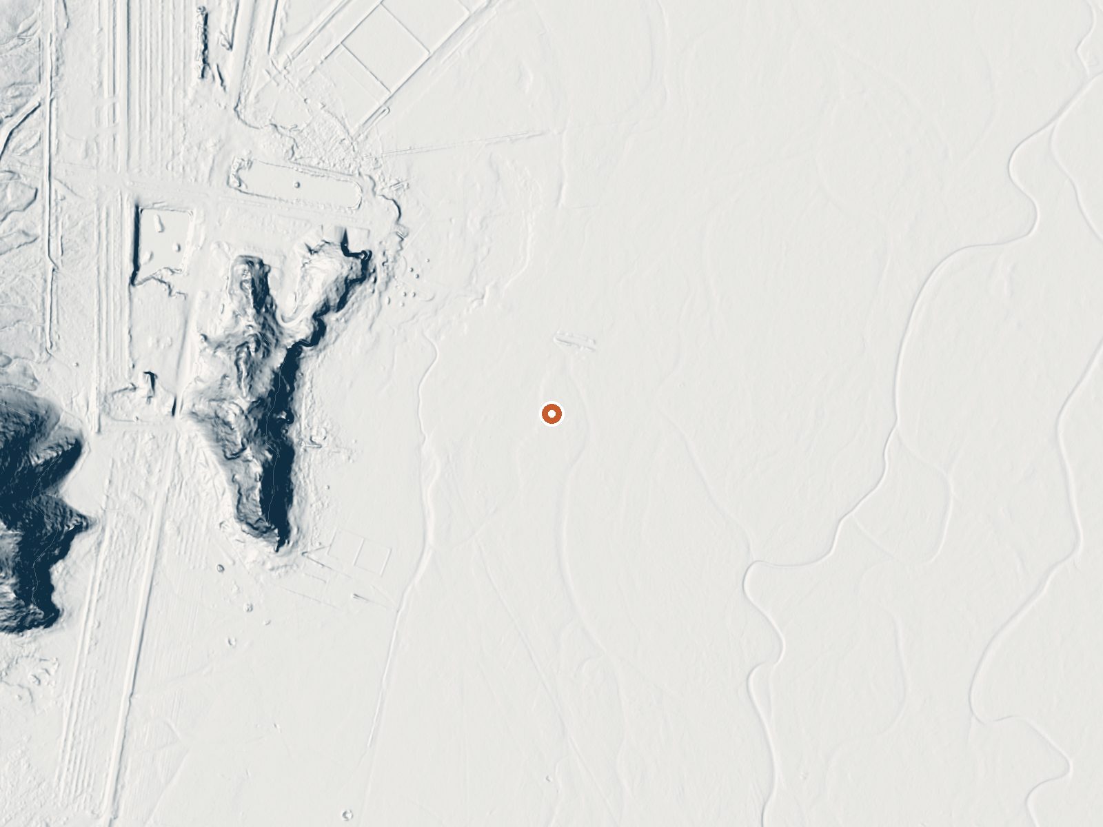 LiDAR bare-earth view of the same ground around Soda Station Springs
