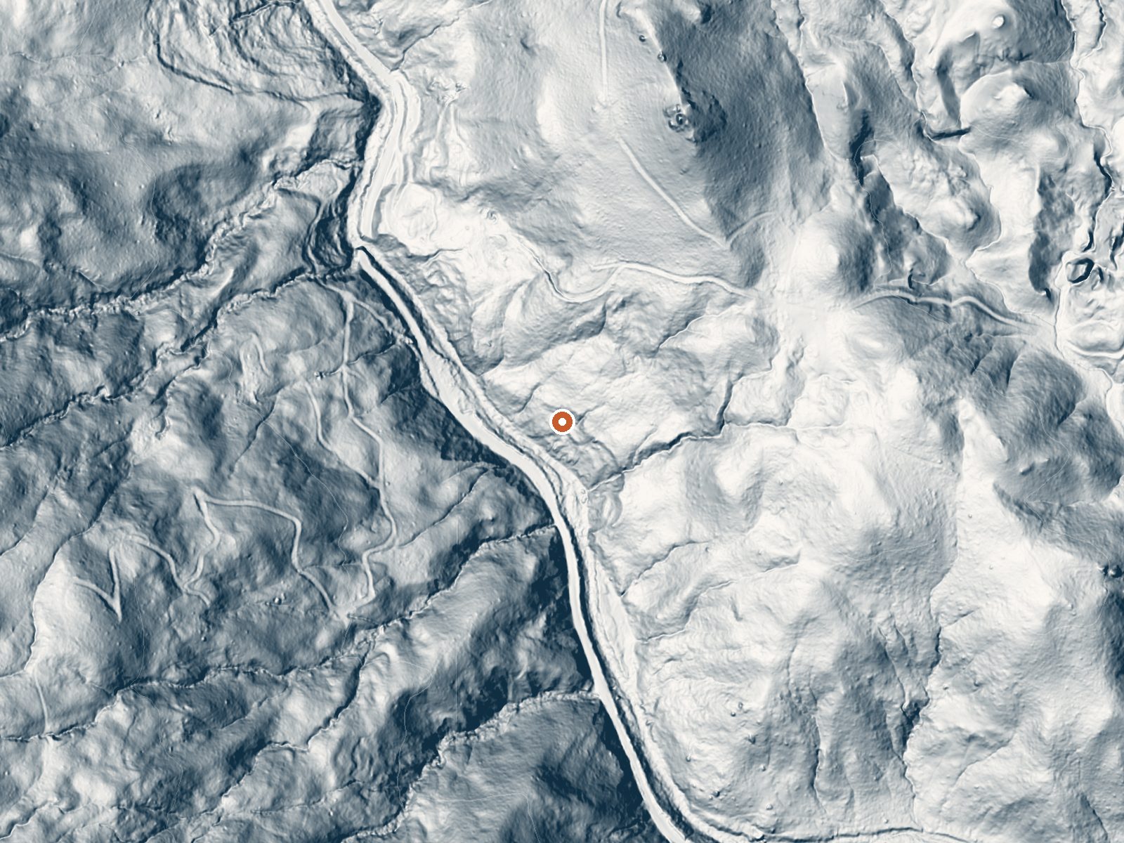 LiDAR bare-earth view of the same ground around Spiers Springs