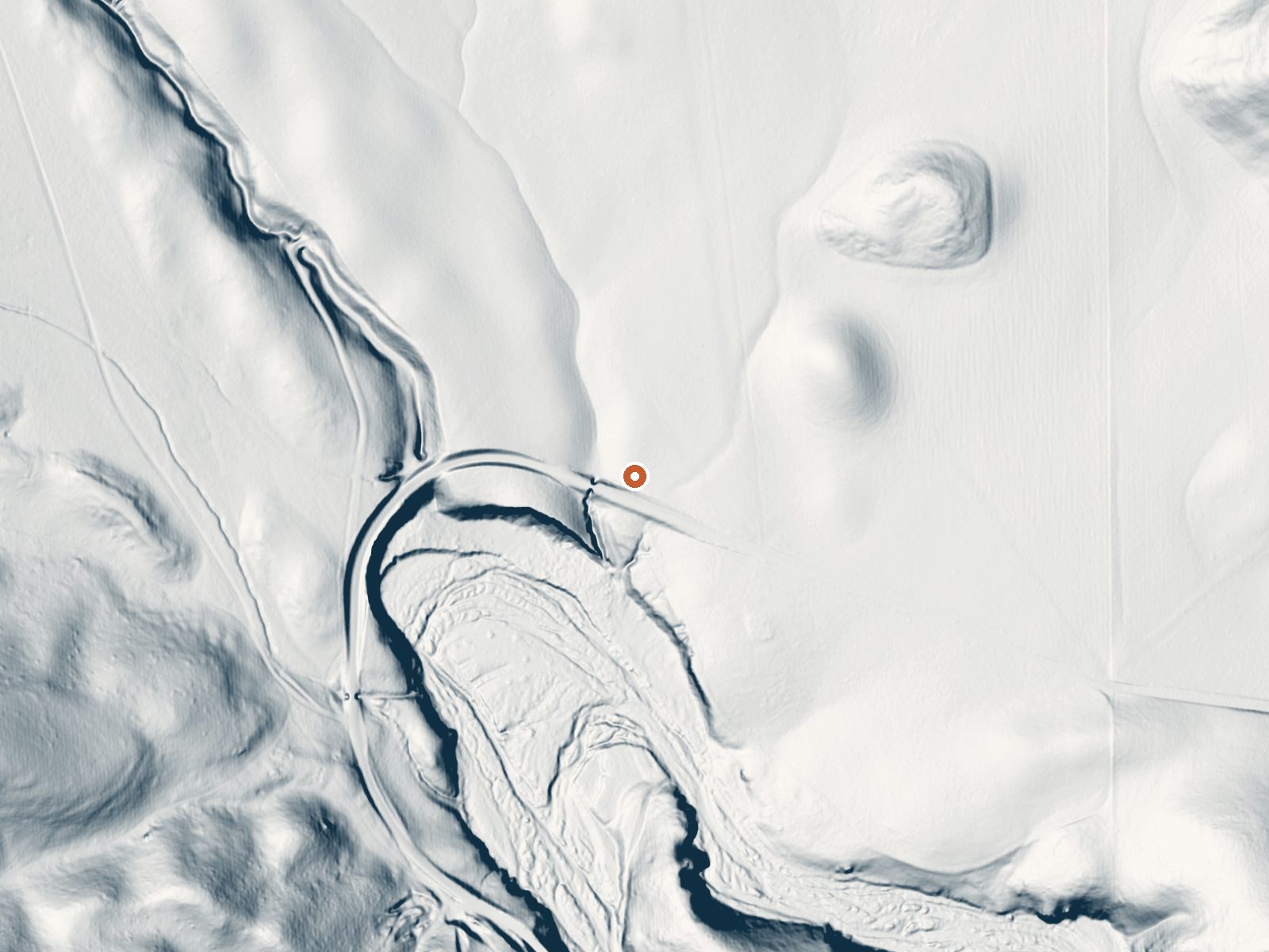 LiDAR bare-earth view of the same ground around Sulphur Springs