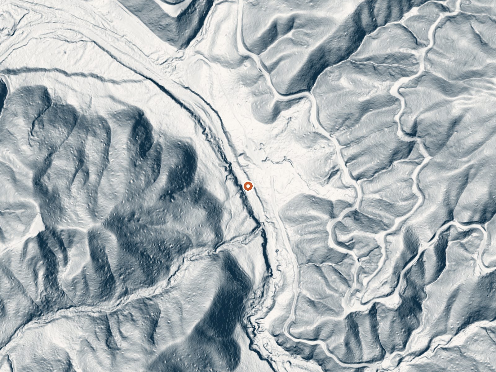 LiDAR bare-earth view of the same ground around Sulphur Springs