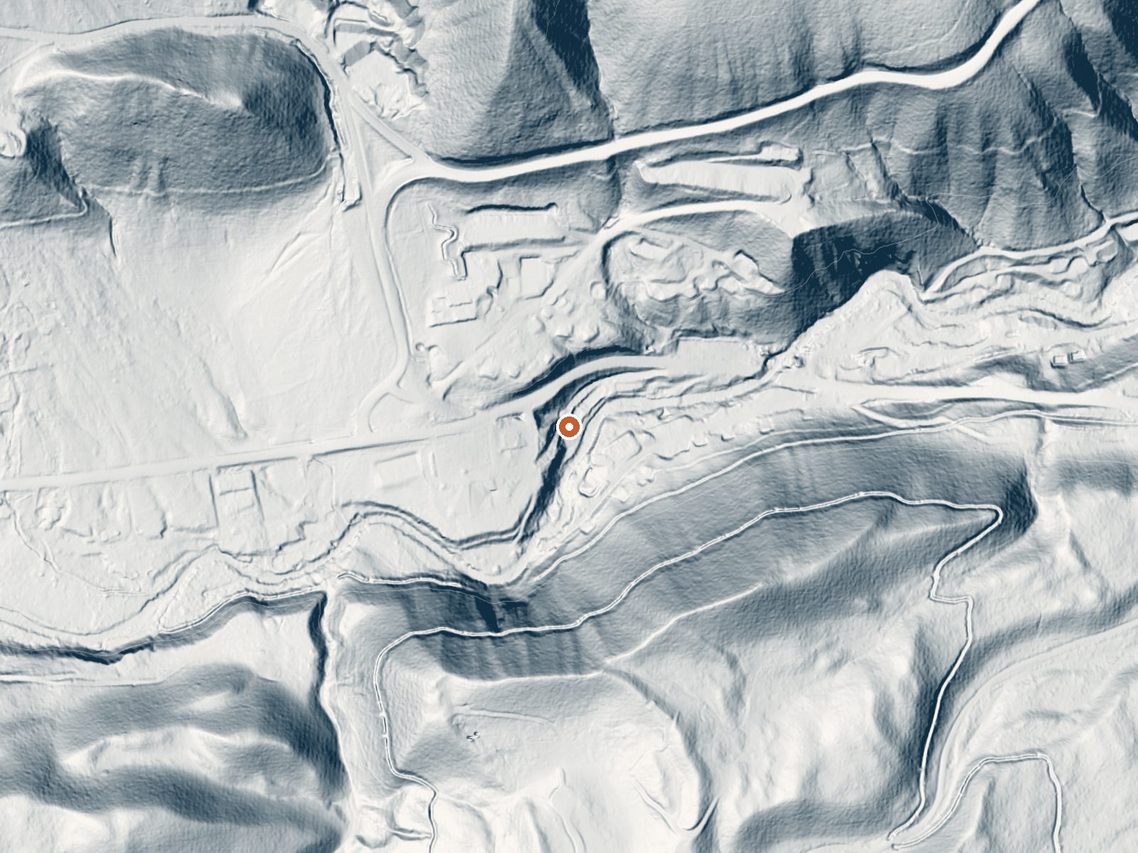 LiDAR bare-earth view of the same ground around Mount Princeton Hot Springs