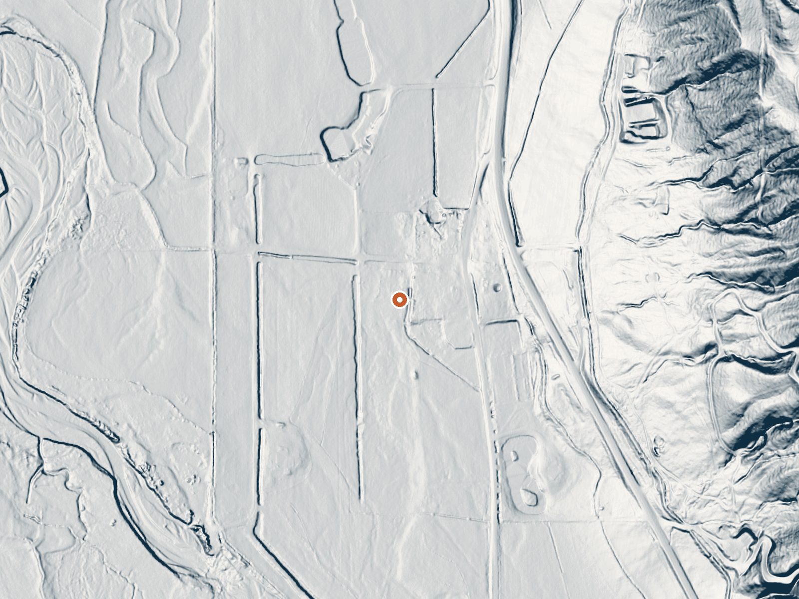 LiDAR bare-earth view of the same ground around Orvis Hot Spring