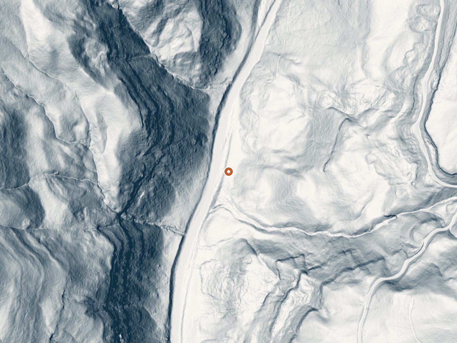 LiDAR bare-earth view of the same ground around Piedra River Hot Springs