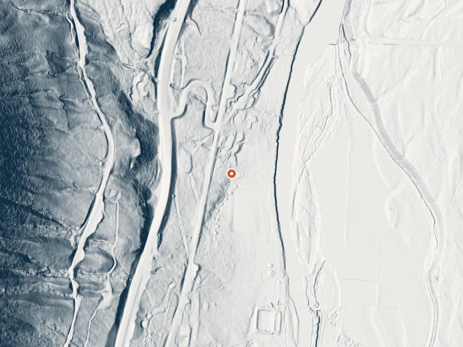 LiDAR bare-earth view of the same ground around Pinkerton Hot Springs