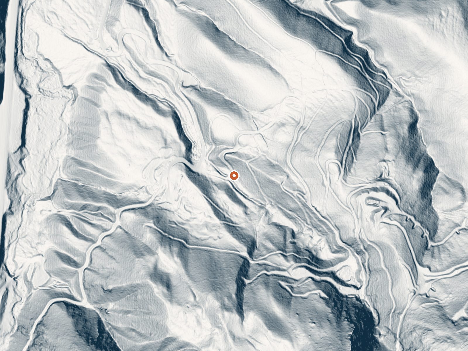 LiDAR bare-earth view of the same ground around Poncha Hot Springs