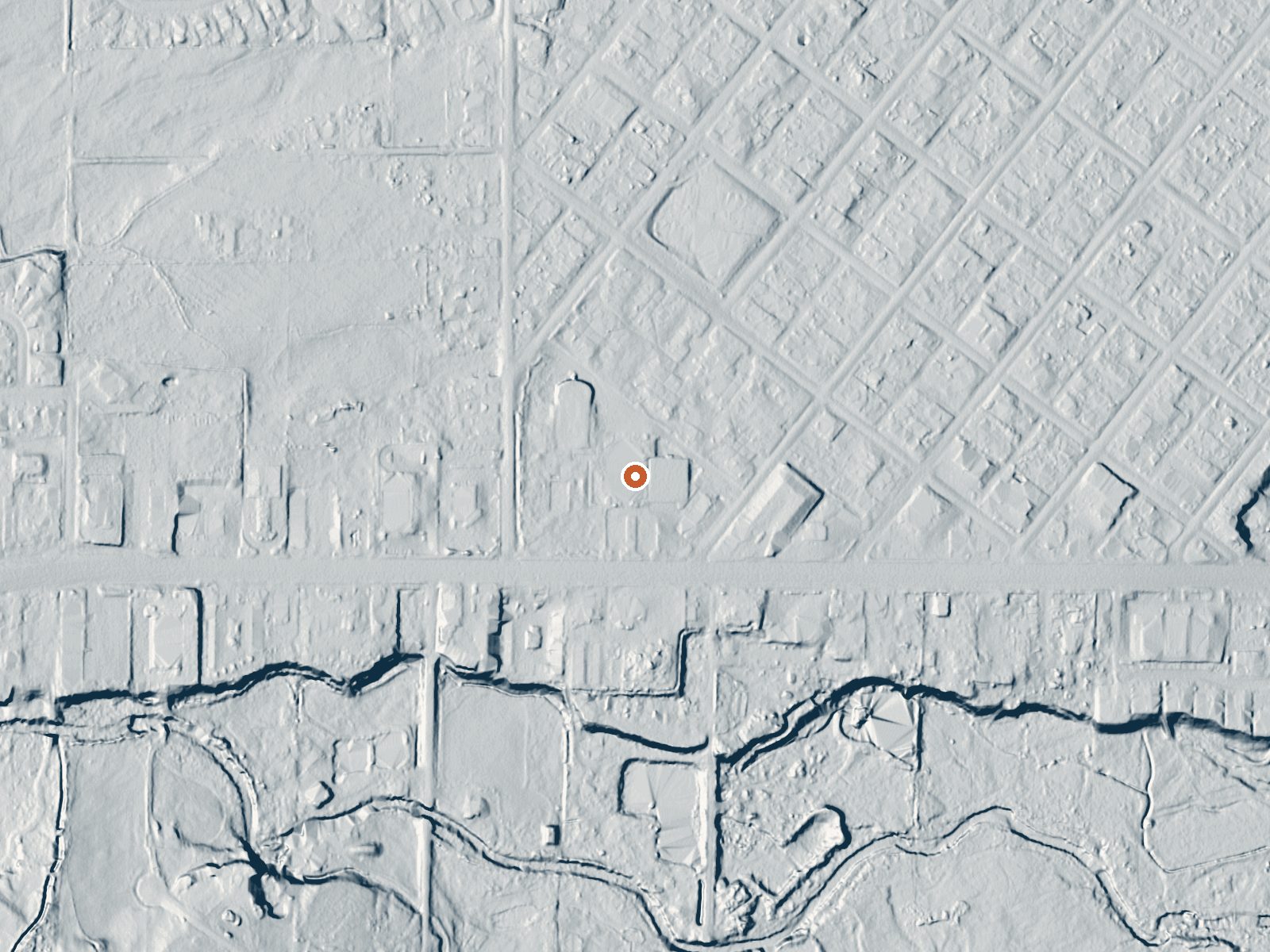 LiDAR bare-earth view of the same ground around Salida Hot Springs
