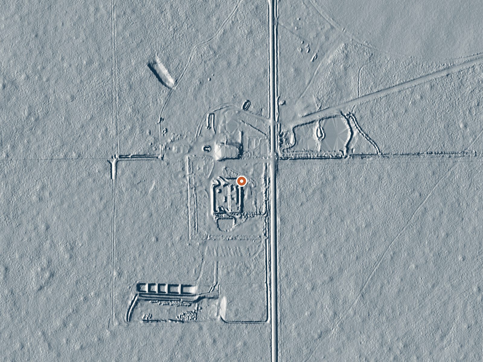LiDAR bare-earth view of the same ground around Sand Dunes Pool