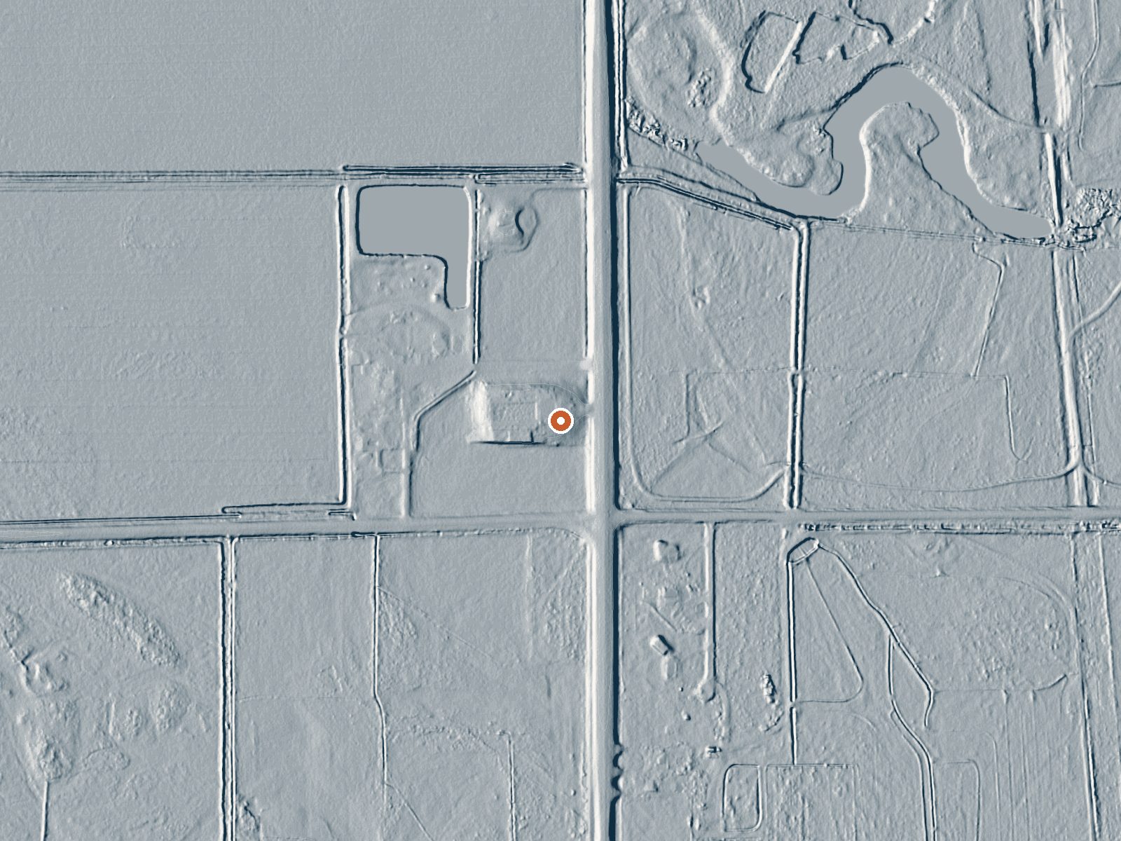 LiDAR bare-earth view of the same ground around Splashland Hot Springs