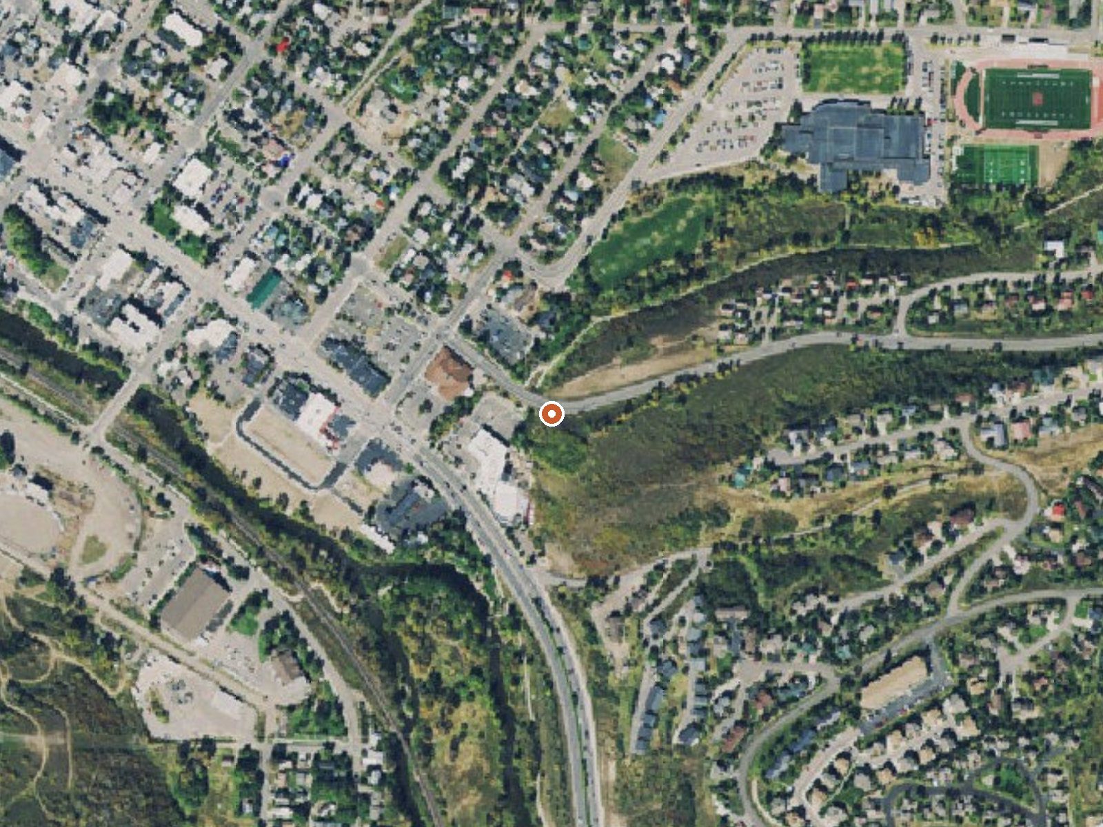 Aerial view of the ground around Steamboat Springs