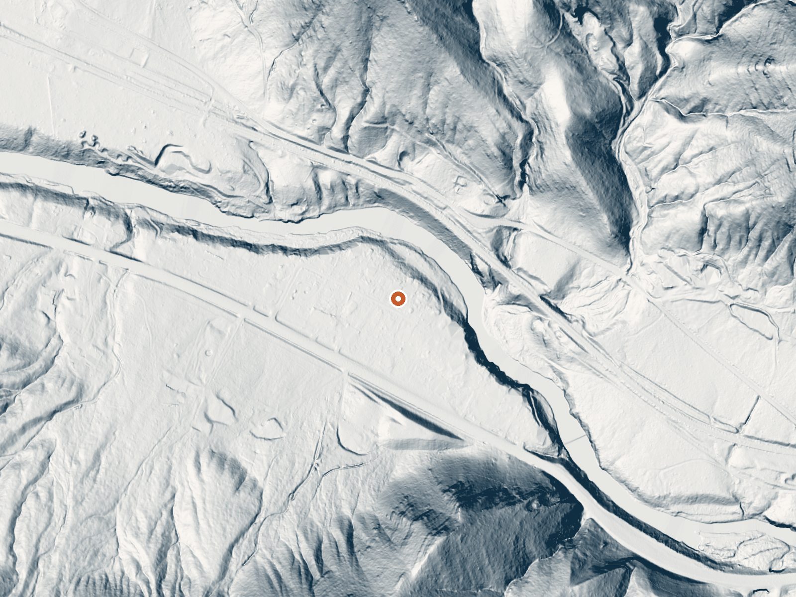 LiDAR bare-earth view of the same ground around Swissvale Warm Springs