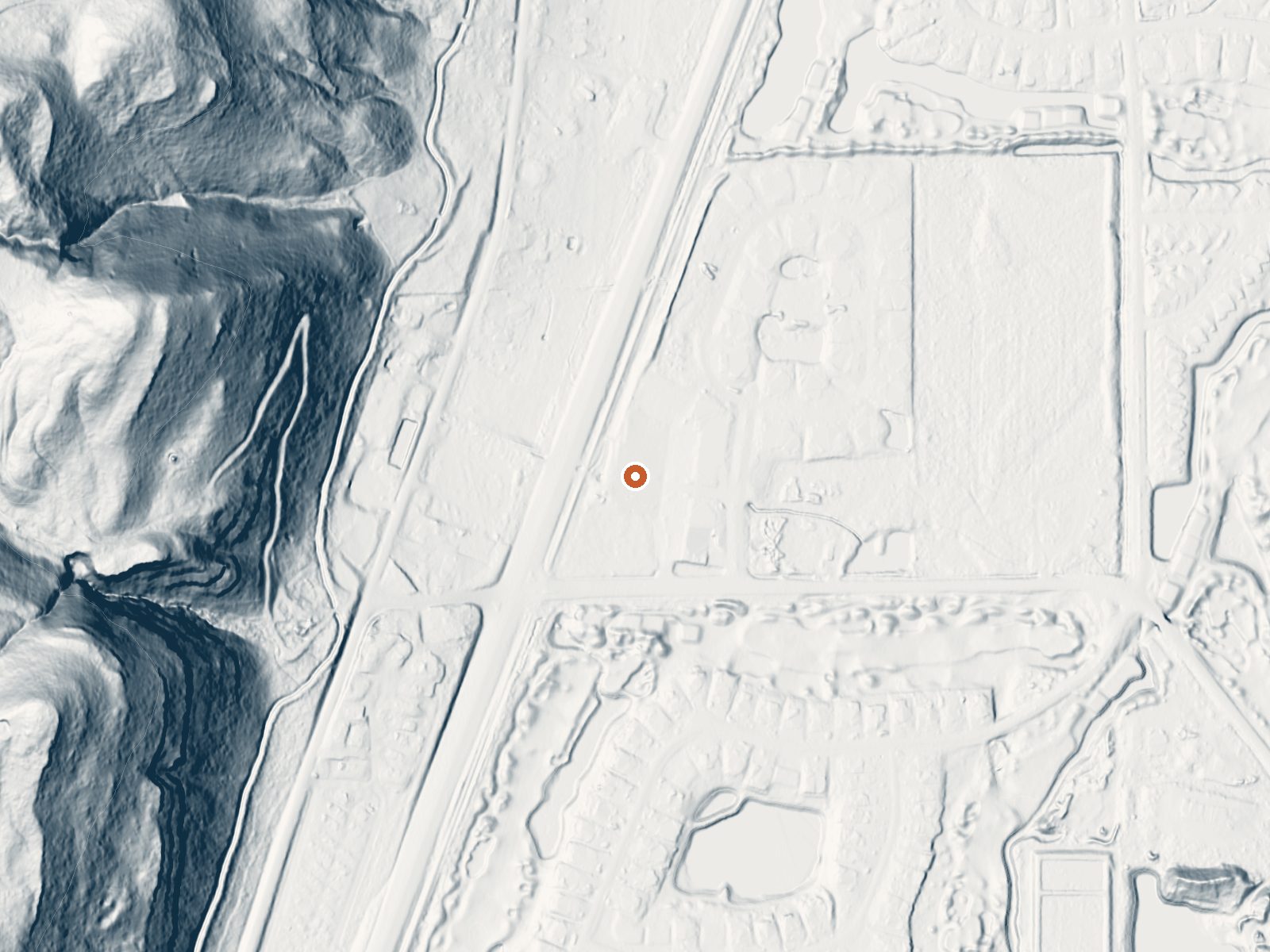 LiDAR bare-earth view of the same ground around Trimble Hot Spr, Stratten Warm Spr